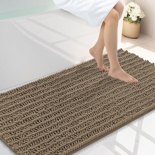 Smiry Bathroom Rugs 45X27, Extra Soft Rubber Backing Chenille Bath Mats | Camel Machine Washable Non Slip Quick Dry Bath Mats for Bathroom Floor, Tub, Shower, Home Decor Accessories