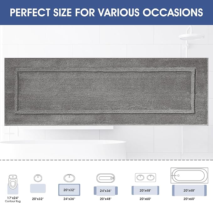 IM HOME Bathroom Rugs 48"x24", Ultra Soft Thick Plush Fluffy Microfiber Absorbent Bath Mat, Non-Slip Backing, Machine Washable Bath Mats for Bathroom Floor, Tub and Shower, Charcoal Gray