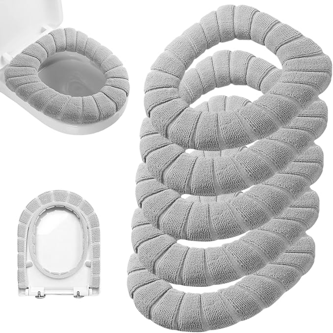 Legigo 5 Pack Toilet Seat Cover, Soft Toilet Seat Warmer Pads for Bathroom | Warmth, Comfort & Easy to Install, Toilet Seat Cushion Covers, Washable and Stretchable