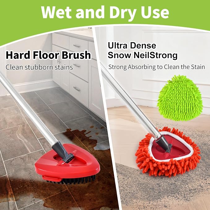 6 Pack Mop Heads Replacements for Ocedar, Replace Head for o Cedar Easywring 1 Tank, Spin Mop Replacement Head, 1 Pack Scrubber Head and 1 Mop Base