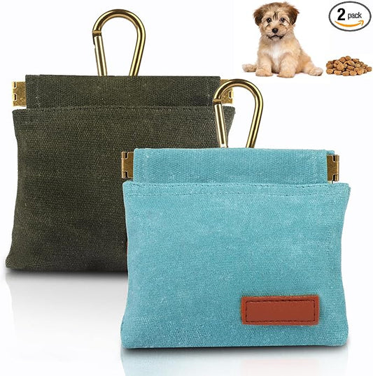 2Pcs Hands Free Dog Treat Pouches for Training, Walking and Outdoor Use | Dog Treat Bag with Carabiner, Hands Free, Auto Closing Pet Treat Pouch for Training,Walking, Hiking