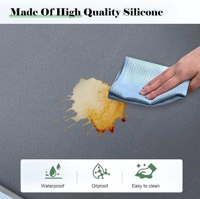 28"x19" Silicone Under Sink Mat for Bathroom/Kitchen Cabinet Organizer Mat | Leak-Proof Waterproof Liner Pad & Anti-Spill Tray | 0.7in Edge Barrier, 3.5Gal Capacity