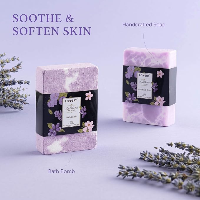 Gifts for Women, Moms, Lavender & Lilac Spa Gift Basket Set - Handmade Soap, Potpourri, Bath Bomb, Jojoba Oil, Organic Lip Balm & More - Stress Relief, Bath & Body Self Care Package