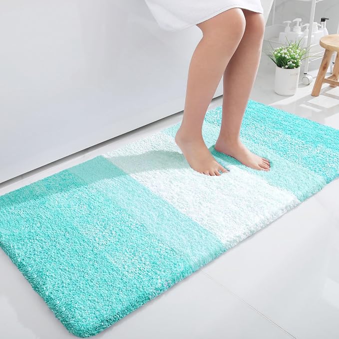 OLANLY Large Bathroom Rugs 50x30, Extra Soft Absorbent Microfiber Bath Rugs | Teal, Non-Slip Quick-Drying Rubber Backing, Machine Washable Plush Bath Mat for Floor, Tub and Shower, Home Decor Accessories