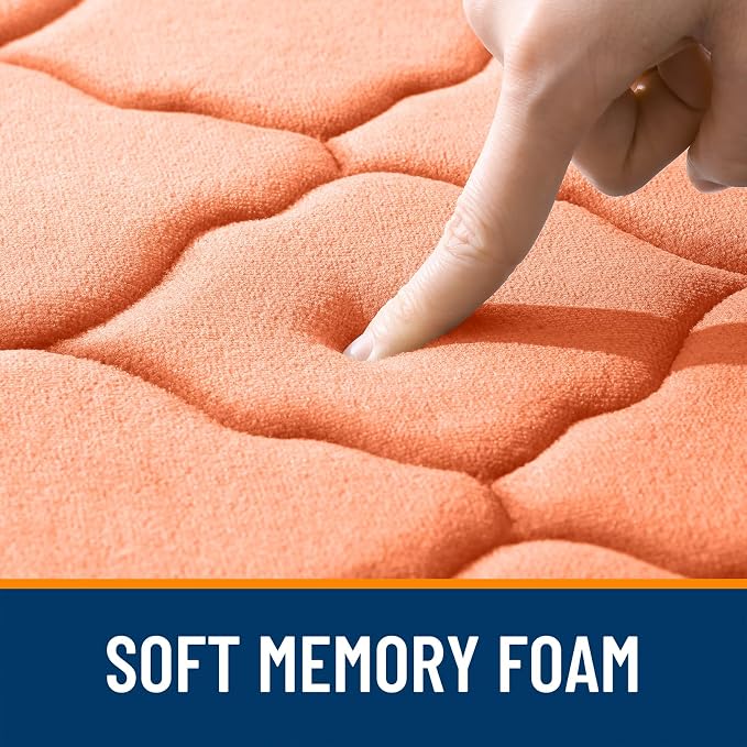 OLANLY Memory Foam Bath Mat Rug 44x24, Ultra Soft Bathroom Rugs, Peach | Thick Absorbent Carpet, Non-Slip Backing, Machine Washable, for Bathroom Floor, Tub, Shower and Home Decor Accessories