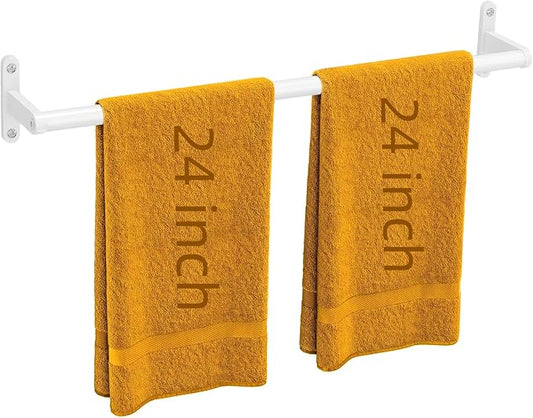 KLJKPA White 24 Inch Bathroom Towel Bar, Towel Racks for Bathroom Wall Mounted Hanging Bath Towels, Stainless Steel Single Towel Rod Holder