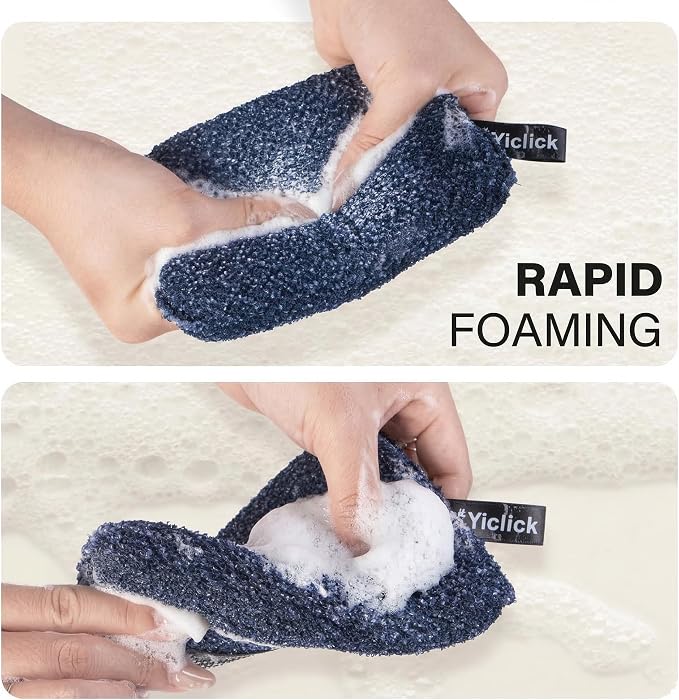 Exfoliating Body Scrubber & Shower Exfoliator – Mens Body Scrubber & Womens Sponge, Exfoliating Washcloth with Handle, Dead Skin Remover Loofah for Men (2 Pack)