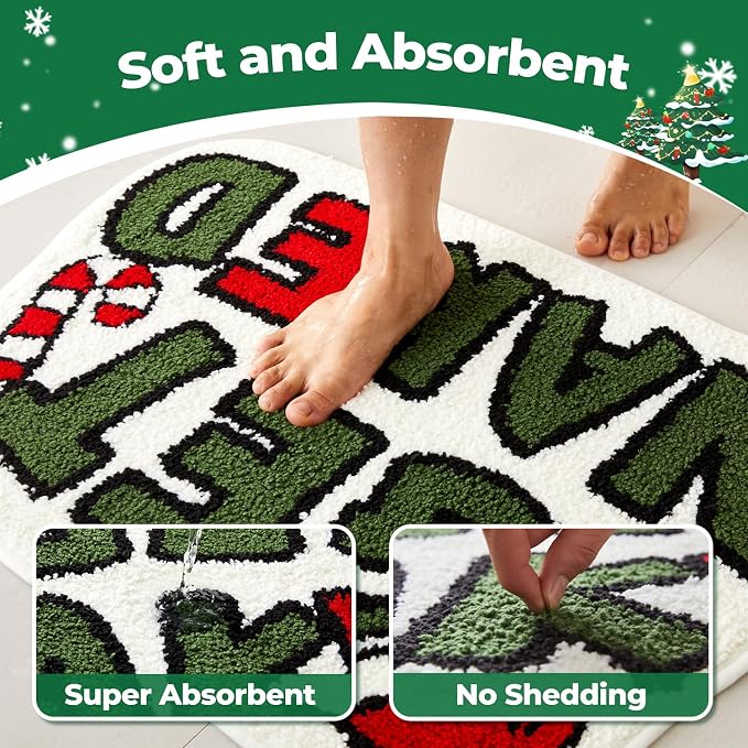 TYUU Get Naked Bath Mat, Christmas Bathroom Rugs Extra Soft Absorbent, Non Slip Washable Bathroom Mat Holiday Xmas Home Decor Indoor Bath Rug, Christmas-Themed Get Naked, 24"x36"