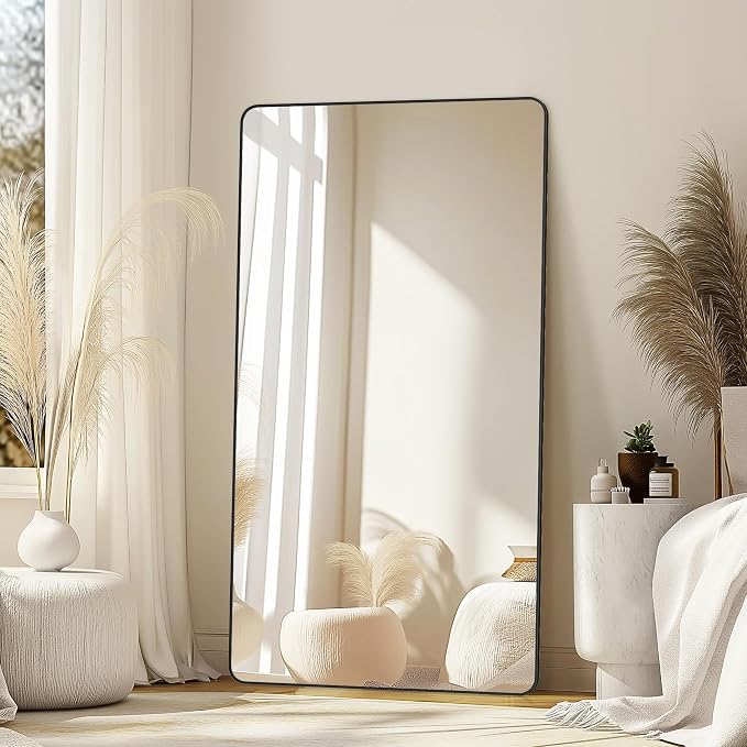 Delma Bathroom Vanity Mirror, Black Framed Mirror for Over Sink, 55x30 | HD glass, distortion-free for makeup and grooming, Sturdy frame, all mounting hardware, hangs horizontal or vertical