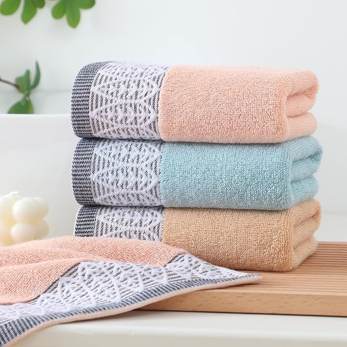 3 Pack Leaf Print Hand Towels, Decorative Cotton Soft | Highly Absorbent Towels Set for Bathroom, Face Spa, Kitchen, 13 x 30 Inches