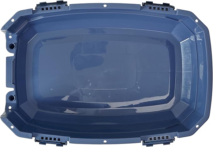Amazon Basics 2-Door Top-Load Hard-Sided Pet Travel Carrier for Cats and Small Dogs, 19" L x 12.6" W x 10" H, Gray & Blue