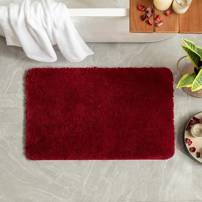 MIULEE Red Soft Bathroom Rugs Set 2 Piece Soft Bath Mats 20x30 Inch | Soft Absorbent Microfiber Bath Rugs, Non Slip, Quick Dry, Fluffy Bath Rugs for Bathroom Floor Tub Showers, Machine Washable