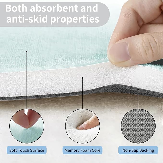 Cupic Cupid Memory Foam Bath Mat 24"×36", Non Slip Bathroom Rugs, Baby Blue | Soft Touch, Cushioned Comfort, Non Slip Bathroom Mat, Super Absorbent & Quick Dry, Machine Washable for Shower, Tub & Vanity