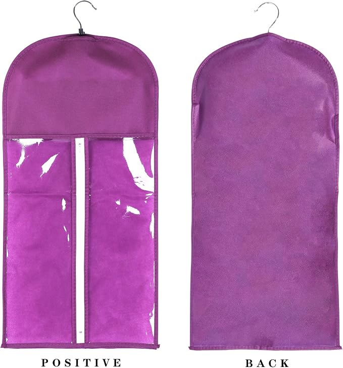 3PCS Wig Storage Bags with Hanger - Portable Hair Extension Organizer Dust-proof Stand (Purple)