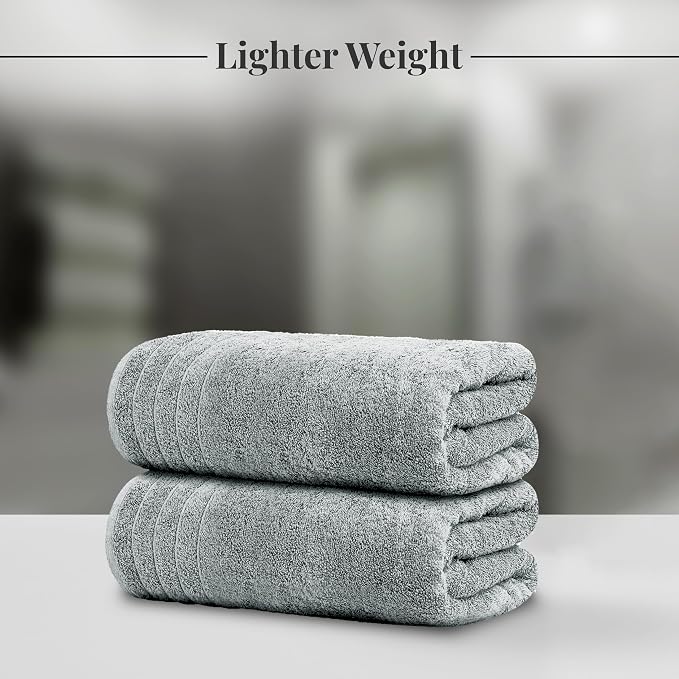 4 Piece Extra Large Bath Towels 30 x 60 Inches, Cool Grey | 100% Cotton, Larger & Lighter Weight, Quicker to Dry, Super Soft and Absorbent, Perfect for Bathroom
