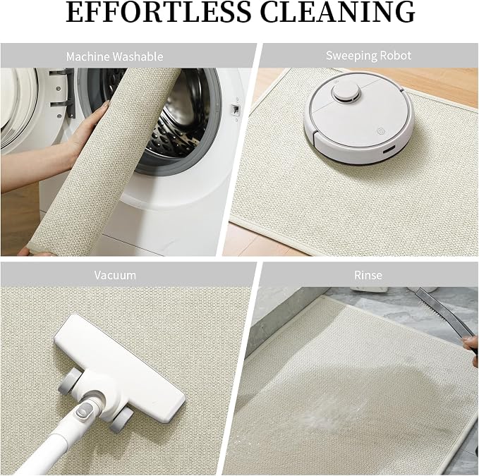 Beige Bathroom Rugs Sets 2 Piece, Quick Dry Thin Bath Mat with Toilet Rug, Non Slip Absorbent Machine Washable, Bath Rugs for Tub Sink Home Decor (17"x24" + 17.5"x24" U-Shaped)