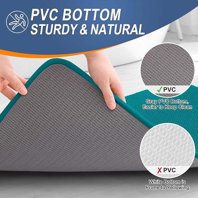 OLANLY Thick Memory Foam Bathroom Rugs 30x20, Absorbent Bath Mat, Deep Lake | Soft Quick Dry Bath Rugs, Non-Slip, Machine Washable Carpet for Bathroom Floor, Tub and Shower, Home Decor Accessories