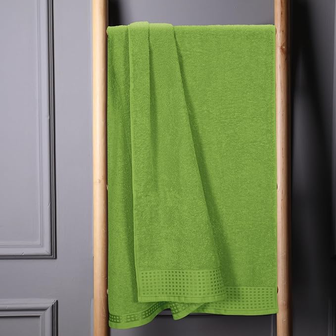 GLAMBURG 100% Cotton Oversized 2 Pack Bath Sheets 35x70, Ultra Soft Highly Absorbant Compact Quickdry & Lightweight Large Bath Sheet Set, Ideal for Gym Travel Camp Pool - Kiwi Green