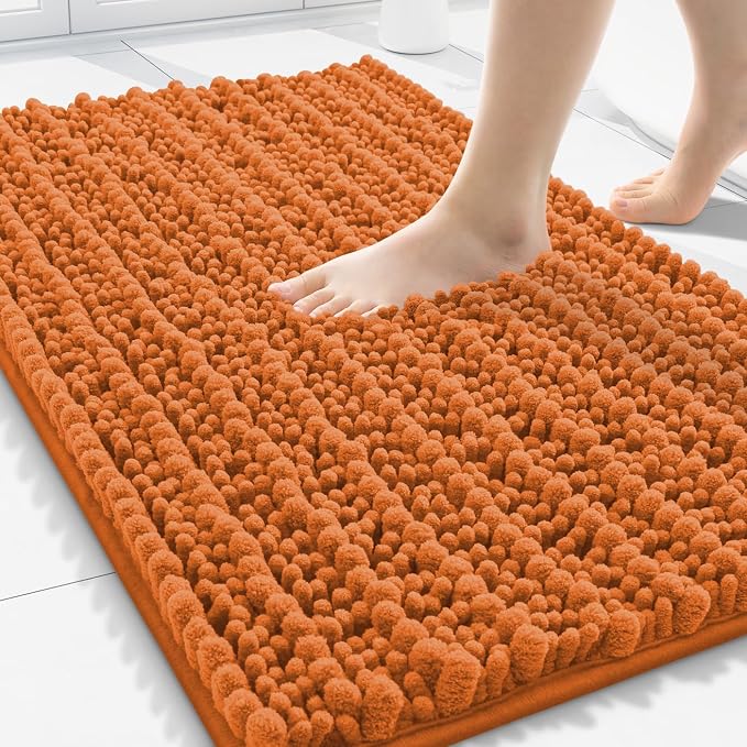 Smiry Bathroom Rugs 30X20, Extra Soft Rubber Backing Chenille Bath Mats | Clay Machine Washable Non Slip Quick Dry Bath Mats for Bathroom Floor, Tub, Shower, Home Decor Accessories