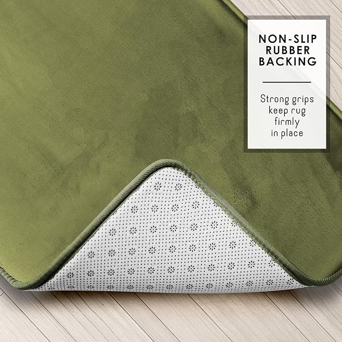 Clara Clark Bathroom Rugs, Velvet Memory Foam Bath Mat, Non-Slip, Machine Washable Bath Rugs - Dries Quickly, Ultra Soft Plush Bath Mats for Bathroom, 17 x 24, Sage Green