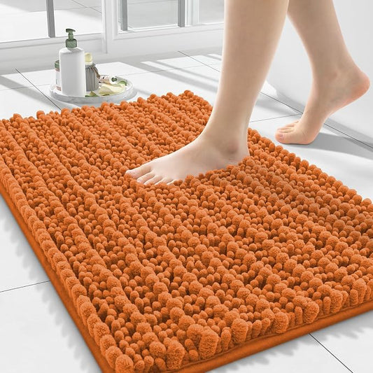 Smiry Bathroom Rugs 24X16, Extra Soft Rubber Backing Chenille Bath Mats | Clay Machine Washable Non Slip Quick Dry Bath Mats for Bathroom Floor, Tub, Shower, Home Decor Accessories