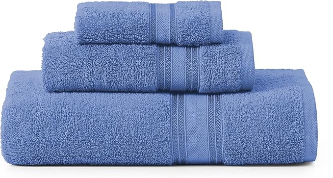 LANE LINEN Towel Set Soft Absorbent Quick Dry 100% Cotton 3 Piece - Allure | Cotton Bath Towels - Lightweight & Breathable, Fade-Resistant Color, Classic Terry Weave, Densely Woven, Coordinated Colors