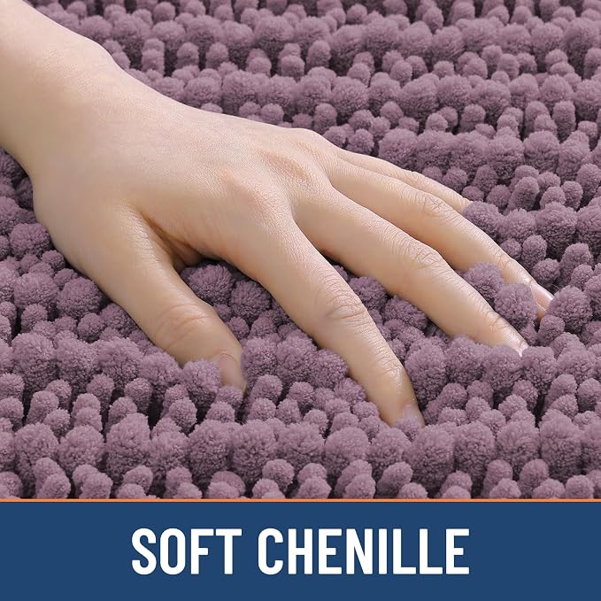Smiry Bathroom Rugs 34X21, Extra Soft Rubber Backing Chenille Bath Mats | Deep Plum Machine Washable Non Slip Quick Dry Bath Mats for Bathroom Floor, Tub, Shower, Home Decor Accessories