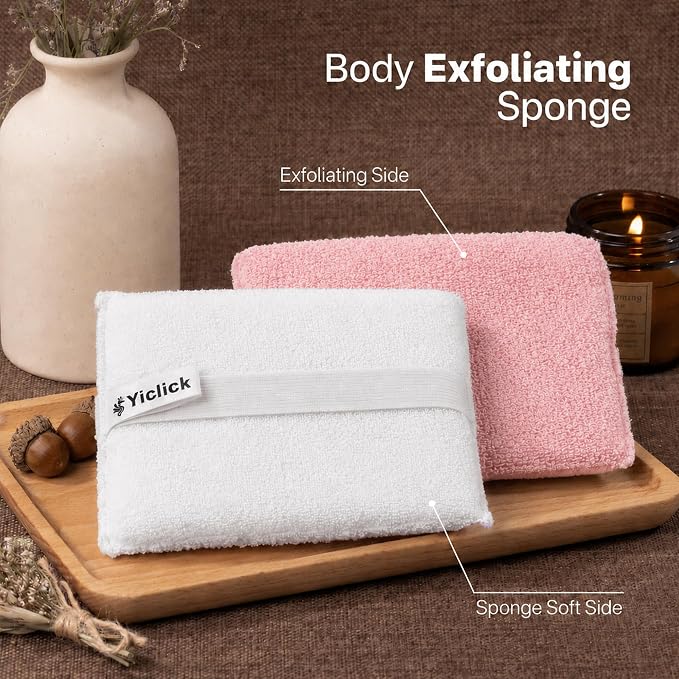 Exfoliating Body Scrubber (2 Pack), Body Scrubber Exfoliator, Exfoliating Sponge for Shower Bath, Shower Loofah Luffa Lufa with Handle for Men Women, Dead Skin Exfoliator for Body Scrub