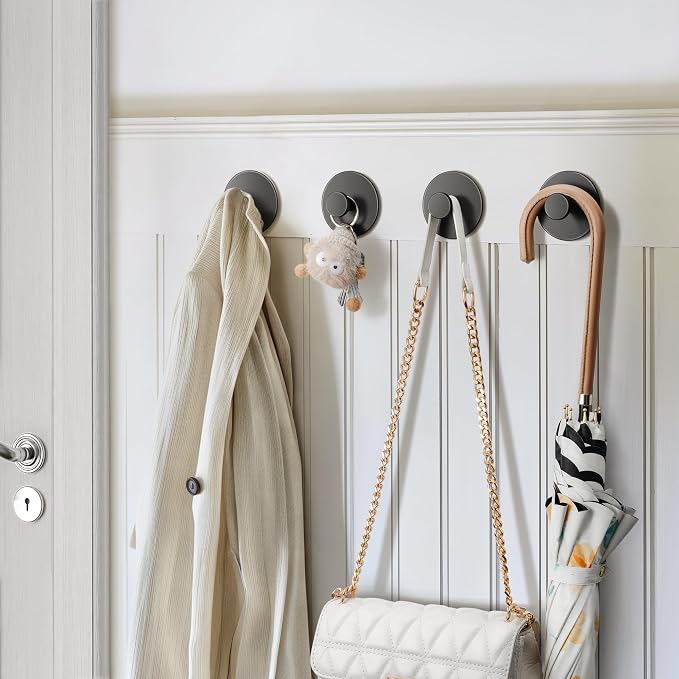 bussdis 10-Pack White Adhesive Wall Hook for Coat and Towel: Extra Sticky 12 LB (Max), Stainless Coat Rack Door Holder Hanger, Heavy Duty