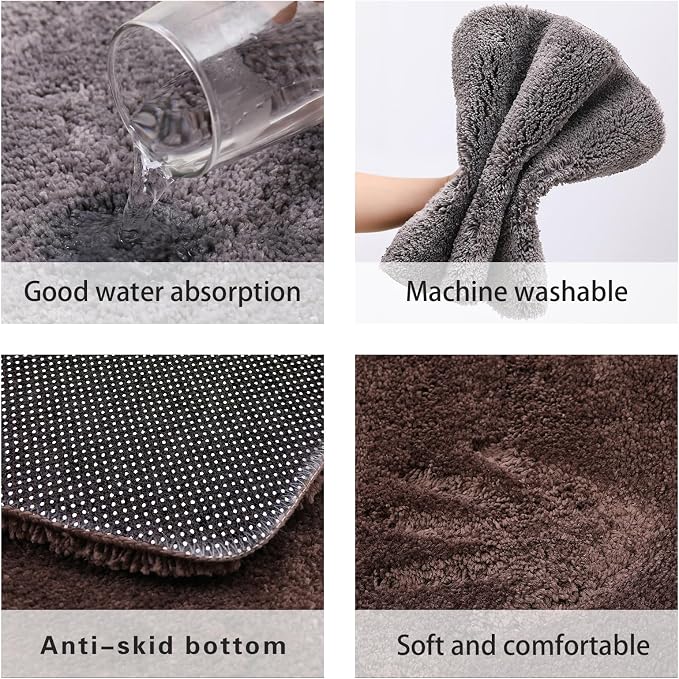 Red Bathroom Rugs Water Absorbent Chenille Bath Mat for Bathroom Machine Washable Shower Mats Bath Rug for Kids Shower Tub,16" x 24",Red