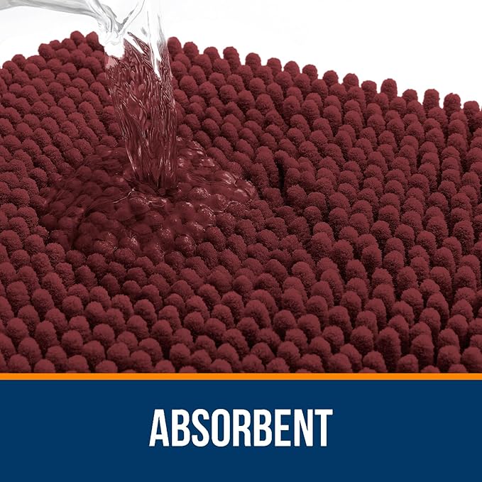 OLANLY Large Bathroom Rugs 40x32, Extra Soft Absorbent Chenille Bath Rugs | Andorra Red-Brown, Quick-Drying Rubber Backing, Washable Bath Mat for Bathroom Floor, Tub and Shower, Home Decor Accessories