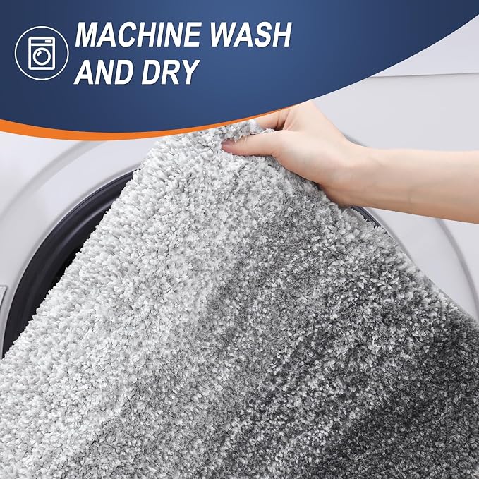 OLANLY Bathroom Runner Rug 40x24, Extra Soft Absorbent Microfiber Bath Rugs | Grey, Non-Slip Quick-Drying Rubber Backing, Machine Washable Long Bath Mat for Floor, Tub and Shower, Home Decor Accessories