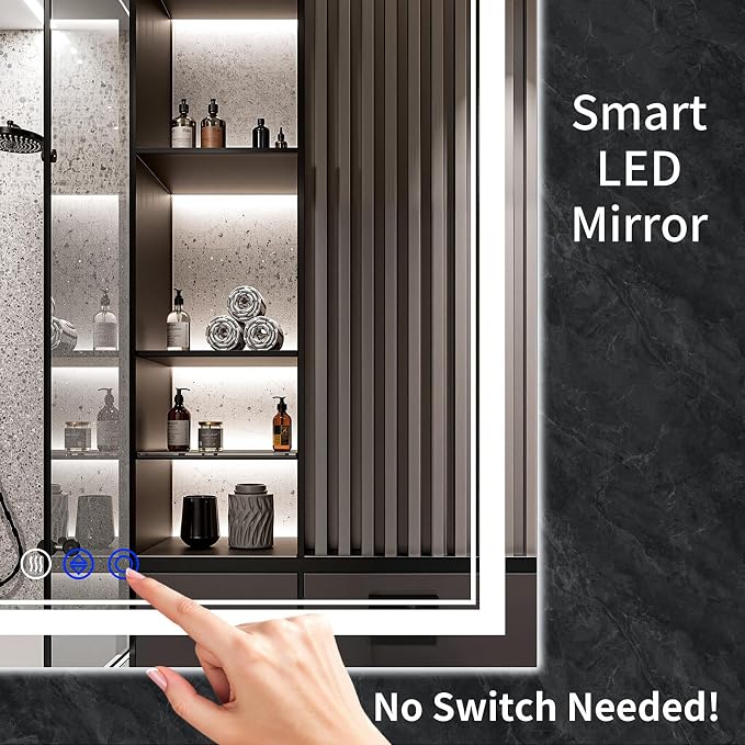 72"x36" LED Bathroom Mirror with Lights,Anti-Fog,3 Color Modes