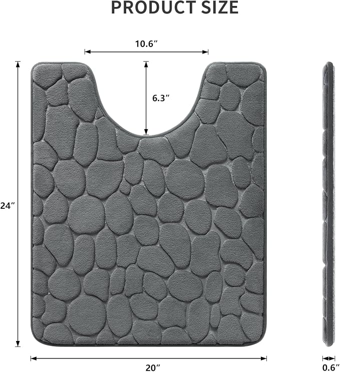 YIHOUSE Memory Foam Bath Mat Cobblestone Bathroom Rugs Super Water Absorbent Bath Mats for Bathroom Machine Washable Bath Rugs(20 x 24,Dark Gray)