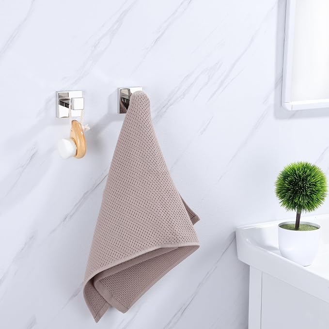 LANC 3PCS Towel Hooks for Bathroom Wall Hooks, Heavy Duty Chrome Bath Hooks,Coat Hooks,Hand Towel Hanger,Robe Hooks for Bathroom Kitchen Hotel Wall Mounted,Silver Polished, A8805CP-P3