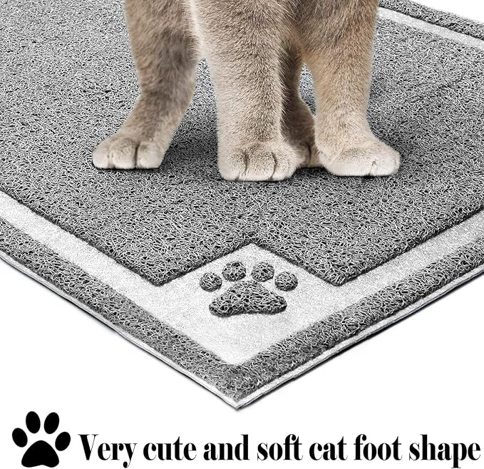 UPSKY Large Cat Litter Mat Trapper 35"×23", Waterproof, Non-Slip, Gray | Large Litter Box Mat, Foldable Trapping Mat, Anti-slip Design, For Cat Litter Boxes and Sensitive Paws, Easy to Clean