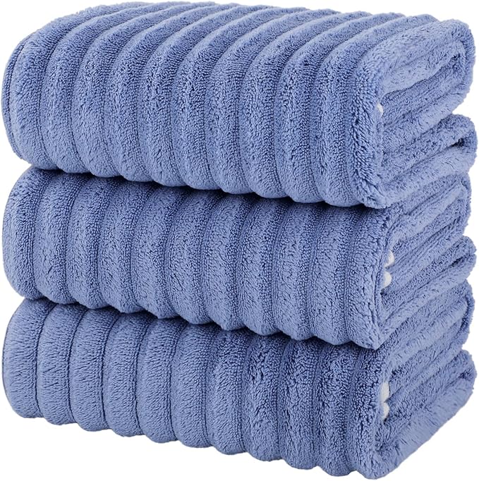Luxury 3-Piece Quick-Dry Bath Towel Set – Ultra Soft Microfiber Towels | Hand Bath Towels for Bathroom, Pool, Home, Sports Gym & Travel – Elegant Twill Design (14”x 29.6”)