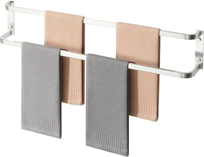 Alise Double Towel Bars 32 Inch, Double Towel Rack for Bathroom Stainless Steel Bathroom Towel Rack Wall Mounted Towel Holder, Brushed Nickel