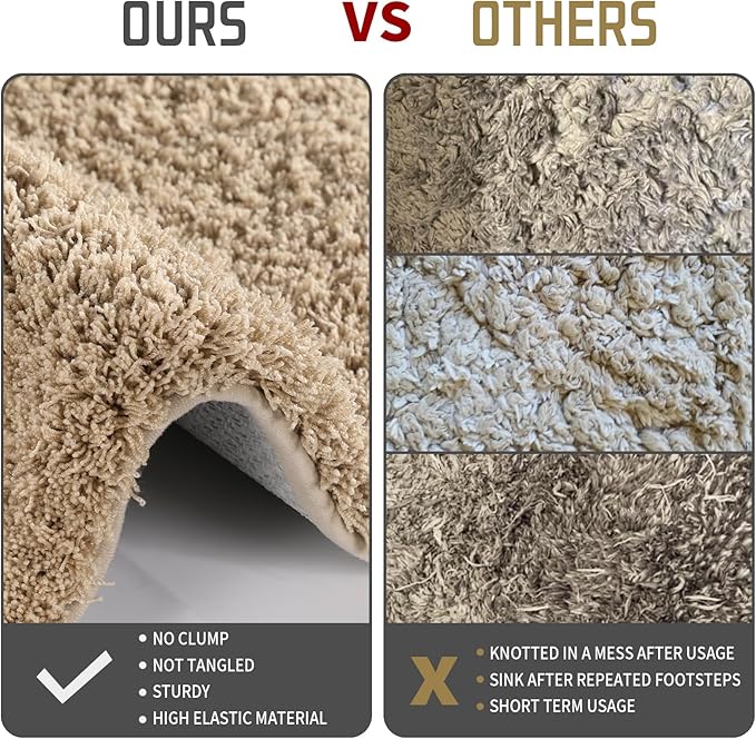 Yimobra Bath Rugs for Bathroom 44X24, Ultra Soft and Water Absorbent Bath Mats, Non Slip Plush Shower Mat Outside, Microfiber Thick Matts for Bathroom Floor/Tub, Machine Washable, Pure Beige