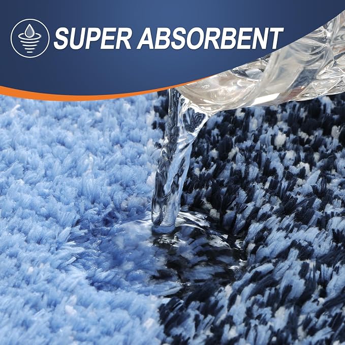 OLANLY Bathroom Runner Rug 47x24, Extra Soft Absorbent Microfiber Bath Rugs | Navy, Non-Slip Quick-Drying Rubber Backing, Machine Washable Long Bath Mat for Floor, Tub and Shower, Home Decor Accessories