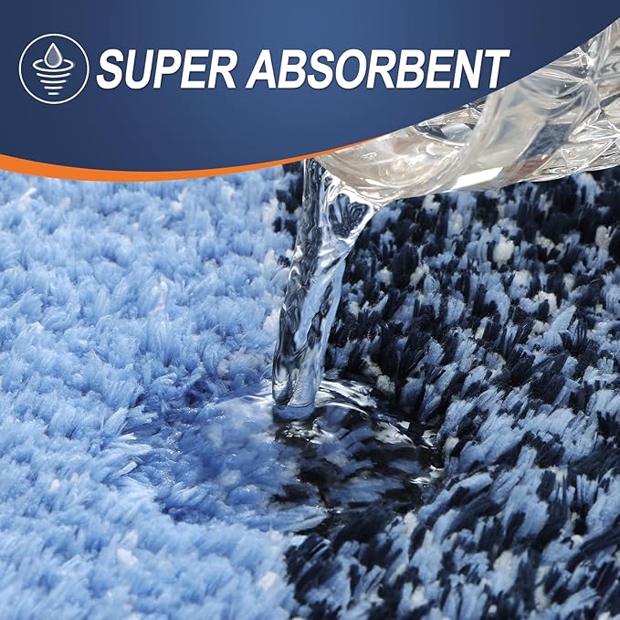 OLANLY Bathroom Runner Rug 47x17, Extra Soft Absorbent Microfiber Bath Rugs | Navy, Non-Slip Quick-Drying Rubber Backing, Machine Washable Long Bath Mat for Floor, Tub and Shower, Home Decor Accessories