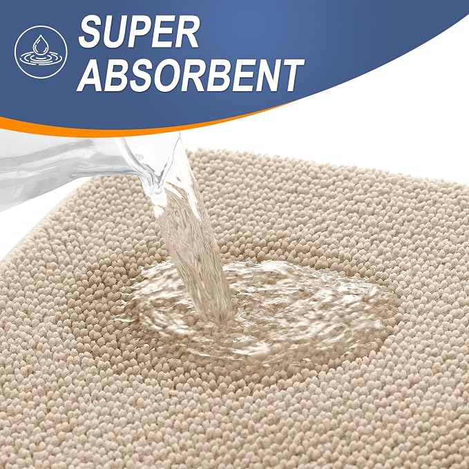 OLANLY Thick Memory Foam Bathroom Rugs 30x20, Absorbent Bath Mat, Beige | Soft Quick Dry Bath Rugs, Non-Slip, Machine Washable Carpet for Bathroom Floor, Tub and Shower, Home Decor Accessories