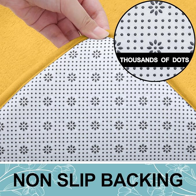 Smiry Memory Foam Bath Mat 59x20, Extra Soft and Absorbent Bathroom Rugs | Yellow, Quick Dry Machine Washable Non-Slip Bath Mat for Bathroom Floor, Shower and Tub