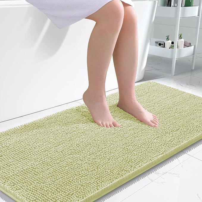 OLANLY Bathroom Runner Rugs 47x24, Extra Soft Absorbent Chenille Bath Rugs | Vanilla, Quick-Drying Rubber Backing, Washable Long Bath Mat for Bathroom Floor, Tub and Shower, Home Decor Accessories