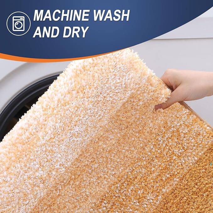 OLANLY Bathroom Runner Rug 47x20, Extra Soft Absorbent Microfiber Bath Rugs | Golden Yellow, Non-Slip Quick-Drying Rubber Backing, Washable Long Bath Mat for Floor, Tub and Shower, Home Decor