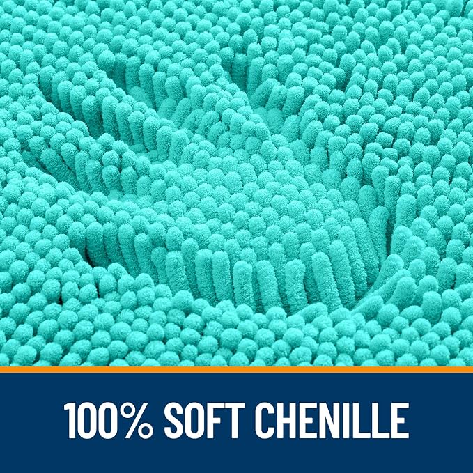 OLANLY Small Bathroom Rugs 24x16, Extra Soft Absorbent Chenille Bath Rugs | Teal, Quick-Drying Rubber Backing, Machine Washable Bath Mat for Bathroom Floor, Tub and Shower, Home Decor Accessories