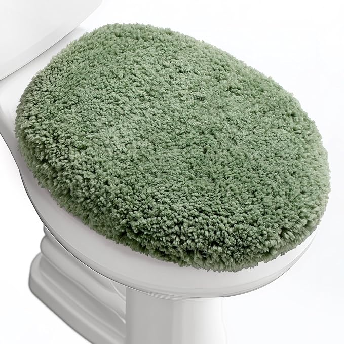 Soft Microfiber Toilet Seat Cover 17.5" x 15" Machine Washable | Solid Toilet Lid Cover Adjustable Rubber Backing Fits Most 16 -17.5" L x 14-16" W Round Oblong and Elongated Toilet Seat