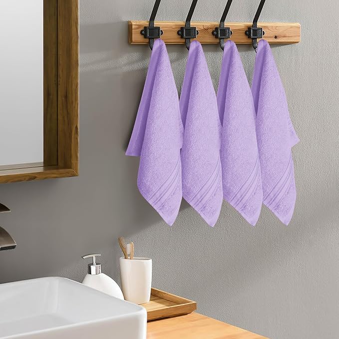 BOUTIQUO Ultra Soft Cotton Washcloths, Contains 12 Piece Face Cloths 12x12 inch, Ideal for Everyday use Face Towels, Compact & Lightweight Multi Purpose Washcloths - Purple