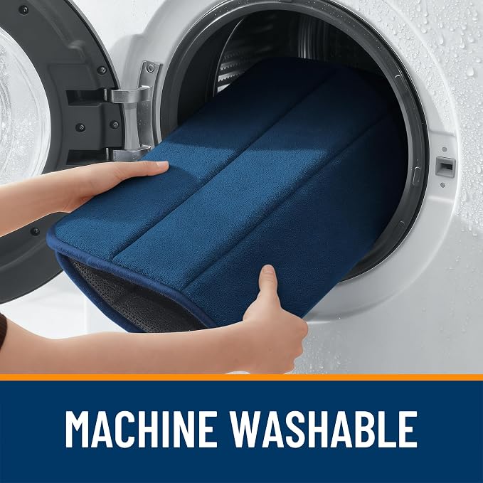 OLANLY Memory Foam Large Bath Mat 59x34, Super Soft Absorbent Bathroom Rugs | Navy Blue, Quick Dry Bath Rug, Machine Washable Shower Floor Mats, Bathmat Carpet for Bathroom Floor, Tub and Shower