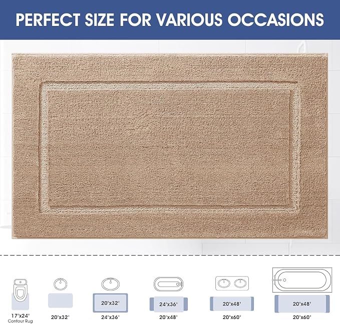 Bathroom Rugs 32"x20", Ultra Soft Thick Plush Fluffy Microfiber Absorbent Bath Mat, Non-Slip Backing, Machine Washable Bath Mats for Bathroom Floor, Tub and Shower, Home Decor Accessories, Brown